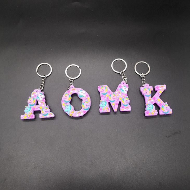 3D Unicorn Keychain Letter Keyring