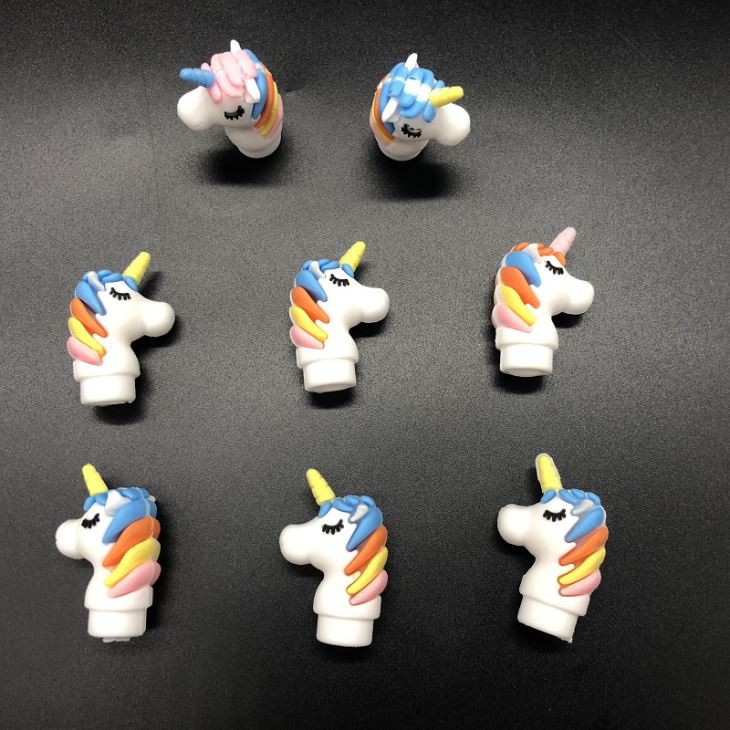 Plastic Rubber Unicorn Shape Pencil Topper
