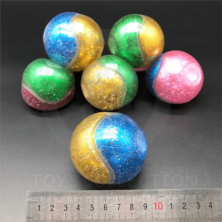 Squeeze Double Colors Beads Balls With Glitter